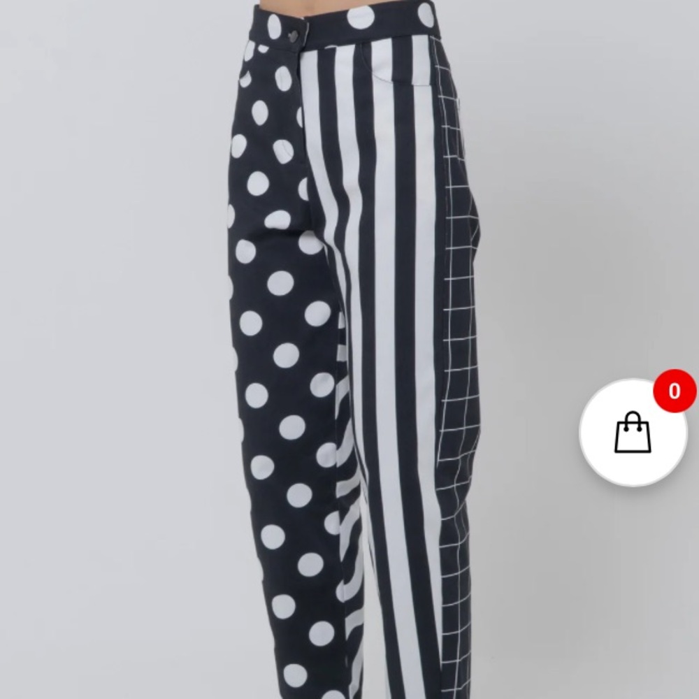 LAU Black White Patterned High Waisted Pants From Italy Designer-Made NWT - Picture 9 of 11